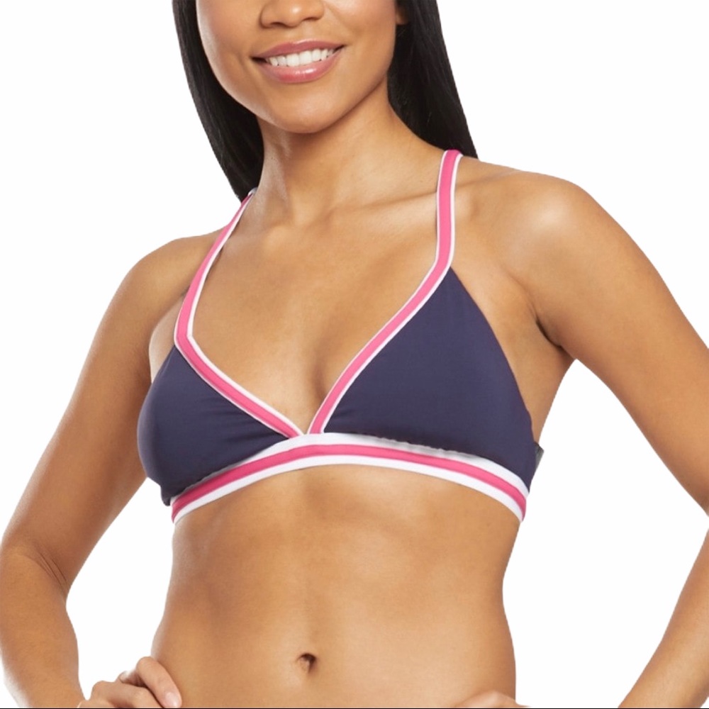 Nautica Bikini Top Man Overboard Navy Blue and Pink Size Medium